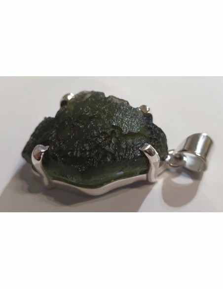 Grands pendentifs en moldavite montées en argent