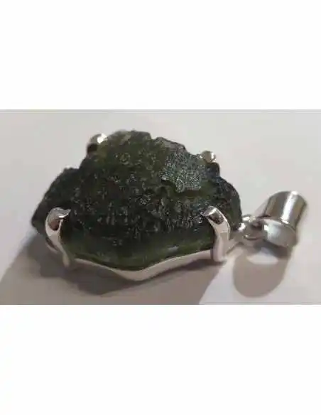 Grands pendentifs en moldavite montées en argent