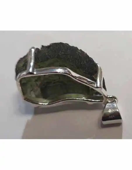 Grands pendentifs en moldavite montées en argent