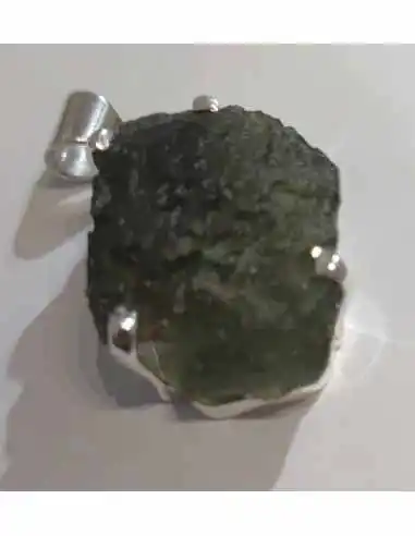 Grands pendentifs en moldavite montées en argent