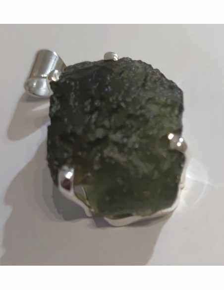 Grands pendentifs en moldavite montées en argent