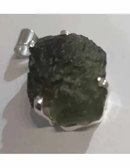 Grands pendentifs en moldavite montées en argent