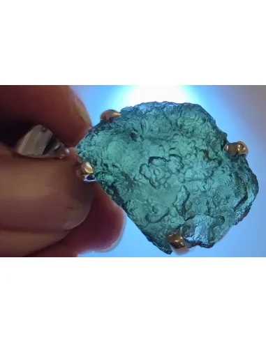 Grands pendentifs en moldavite montées en argent