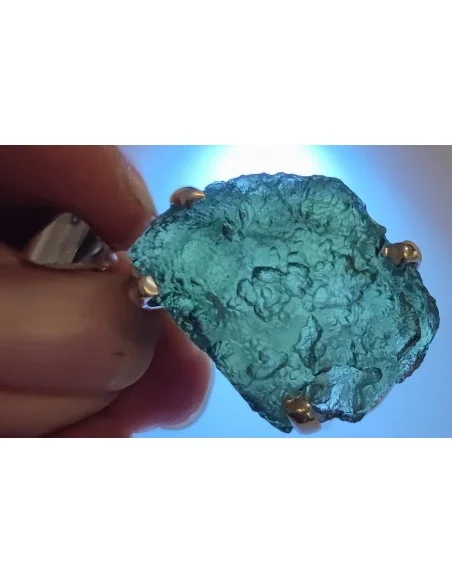 Grands pendentifs en moldavite montées en argent