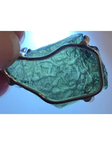 Grands pendentifs en moldavite montées en argent