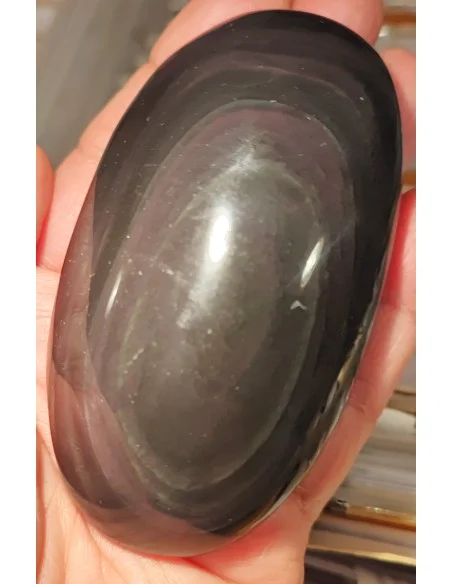 Grand Galet en Obsidienne Œil Céleste (Arc-en-Ciel) – Pierre de Protection et de Transformation Profonde | Lithothérapie