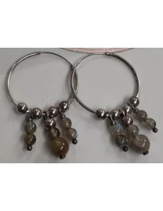 Boucles d'Oreilles Créoles en Argent 925 & Labradorite 2