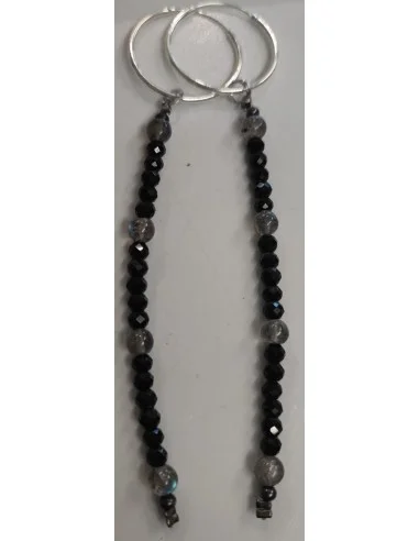 Longues Créoles "Éclat Nocturne" – Argent 925,...