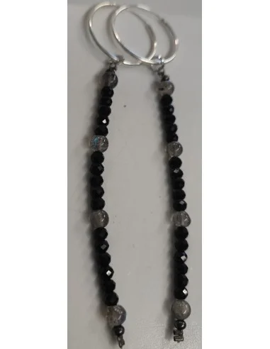 Longues Créoles "Éclat Nocturne" – Argent 925,...