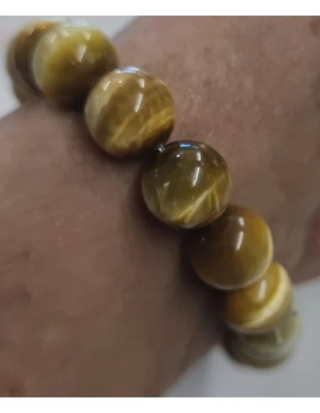 Oeil d'or, oeil de chat 10mm bracelet