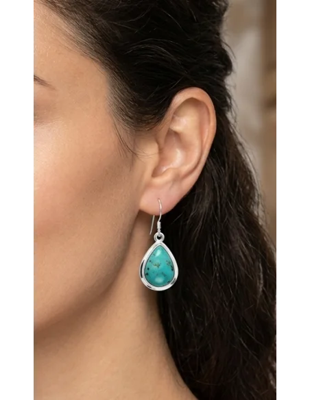 Boucles turquoise argent