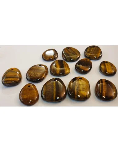 Pendentif en Oeil de tigre, pierre ovale, plate...