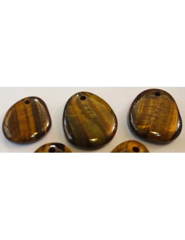 Pendentif en Oeil de tigre, pierre ovale, plate...