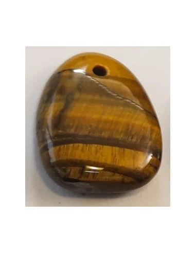 Pendentif en Oeil de tigre, pierre ovale, plate...