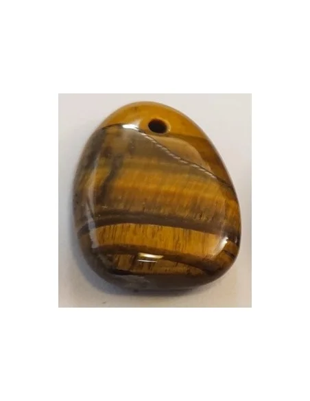 Pendentif en Oeil de tigre, pierre ovale, plate percée