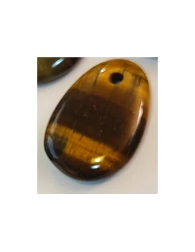 Pendentif en Oeil de tigre, pierre ovale, plate...