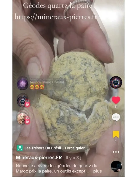 🌟 Géode de Quartz du Maroc (Vendue par Paire)
