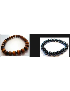 2 Bracelets Homme 8mm. Hematite et Oeil de tigre