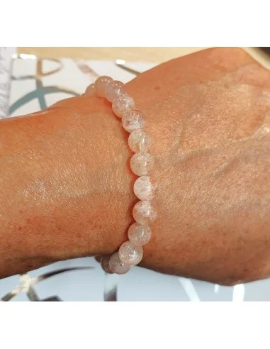 Bracelet en Quartz Fraise — Perles 8 mm