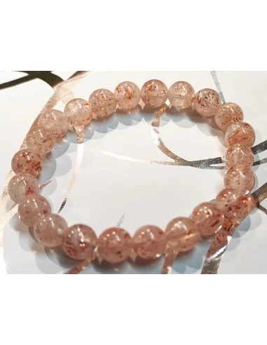 Bracelet en Quartz Fraise — Perles 8 mm