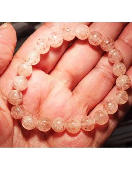Bracelet en Quartz Fraise — Perles 8 mm