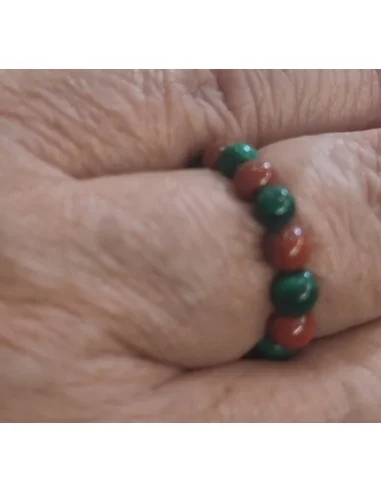 Anneau jaspe rouge et malachite