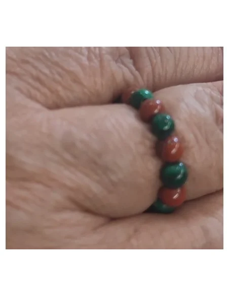 Anneau jaspe rouge et malachite
