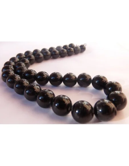 Collier en tourmaline noire boules 0,8cm