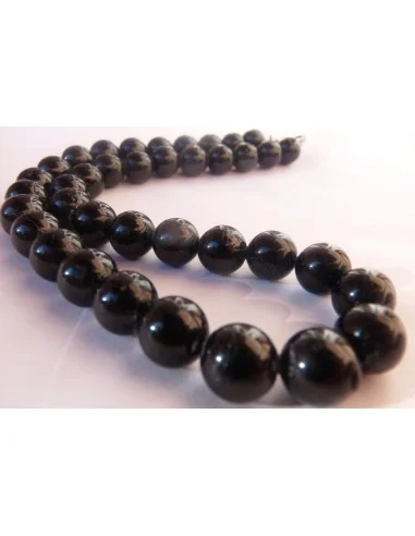 Collier en tourmaline noire boules 0,8cm