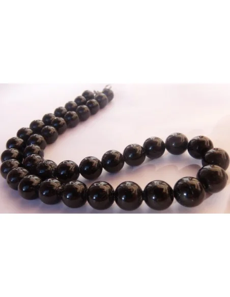 Collier en tourmaline noire boules 0,8cm