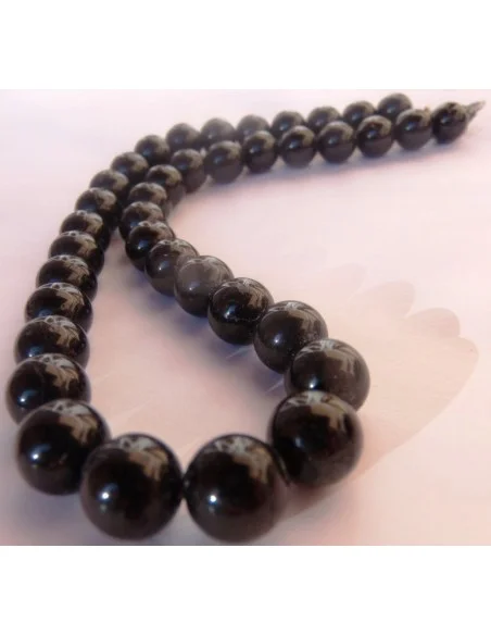 Collier en tourmaline noire boules 0,8cm