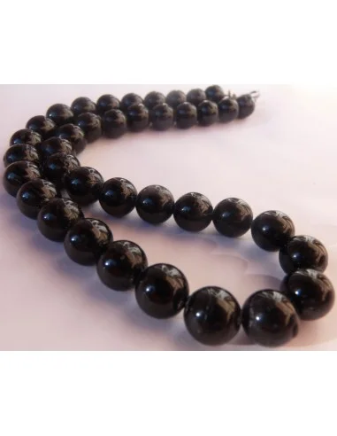 Collier en tourmaline noire boules 0,8cm