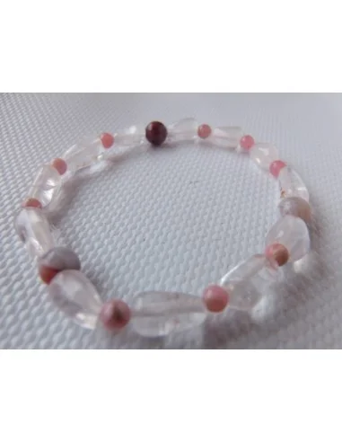 Bracelet Pierre de lune, rhodocrosite, quartz rose
