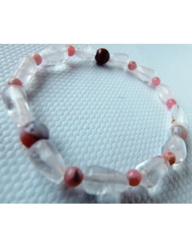 Bracelet Pierre de lune, rhodocrosite, quartz rose