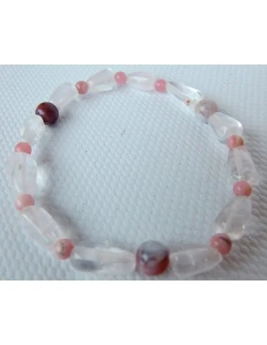 Bracelet Pierre de lune, rhodocrosite, quartz rose