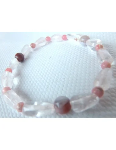 Bracelet Pierre de lune, rhodocrosite, quartz rose