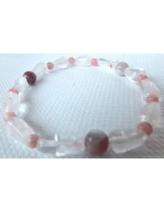 Bracelet Pierre de lune, rhodocrosite, quartz rose