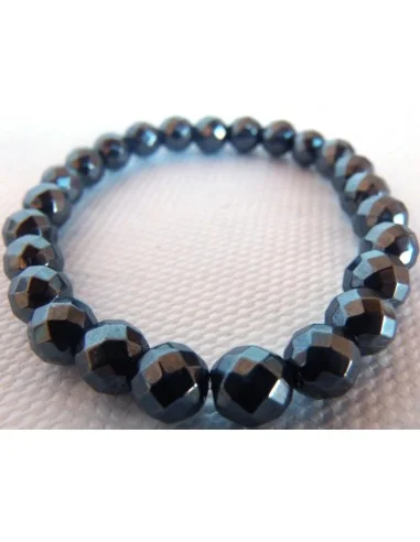 Bracelet hématite boules facettées 8mm