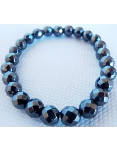 Bracelet hématite boules facettées 8mm