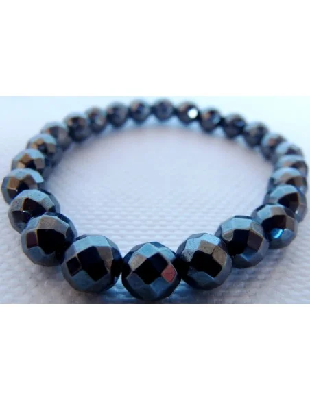 Bracelet hématite boules facettées 8mm Bracelet hématite boules facettées 8mm