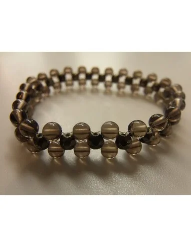 Pyrite facettés, quartz fumé bracelet 4mm