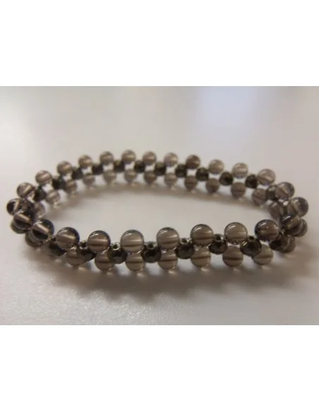 Pyrite facettés, quartz fumé bracelet 4mm Pyrite facettés, quartz fumé bracelet 4mm