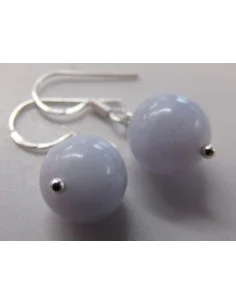 Boucle calcedoine bleue boule 8mm
