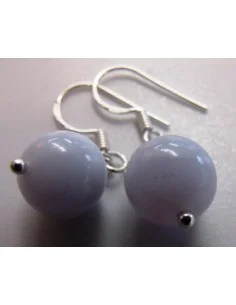 Boucle calcedoine bleue boule 8mm 2