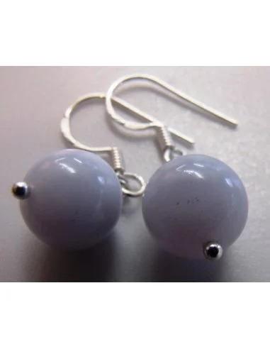 Boucle calcedoine bleue boule 8mm