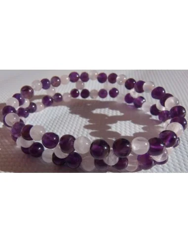 Améthyste foncé et quartz bracelet 4mm