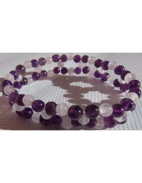 Améthyste foncé et quartz bracelet 4mm Améthyste foncé et quartz bracelet 4mm