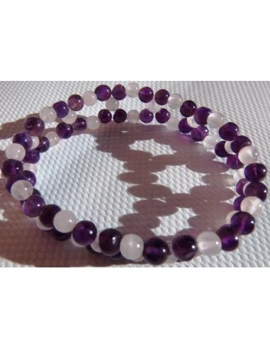 Améthyste foncé et quartz bracelet 4mm