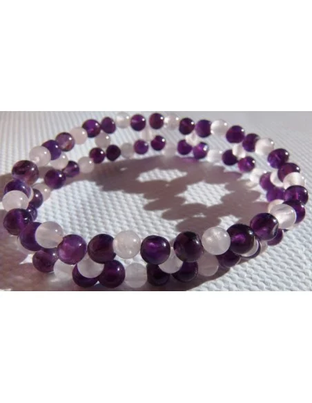 Améthyste foncé et quartz bracelet 4mm Améthyste foncé et quartz bracelet 4mm