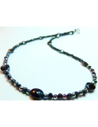 Collier en spinel et aqua aura au titane